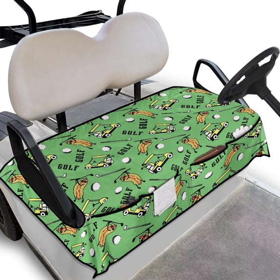 Uorisanigo Golf Cart Seat Cover Soft Funny Sausage Golf Green Golf Cart Seat Towel Blanket with 4 Storage Pockets Seat Protector for Yamaha, EZGO, Club Cars, Icon and More 2-Seats Cart