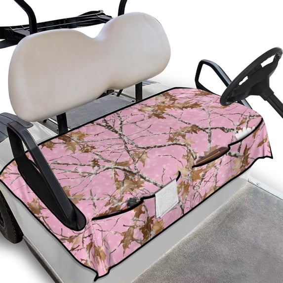 Uorisanigo Golf Cart Seat Cover Towel Blanket Universal Fit for Yamaha/EZGO/Club Car 2-Seat Carts, Pink Camo Hunting Golf Cart Accessories for Ultimate Comfort & Protection