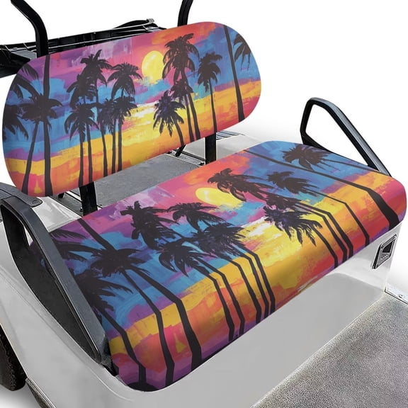 Uorisanigo Golf Cart Seat Covers 2 Pcs, Hawaiian Palm Tree Travel Sports Golf Cart Seat Cushion Car Accessories for Women Men, Easy to Install