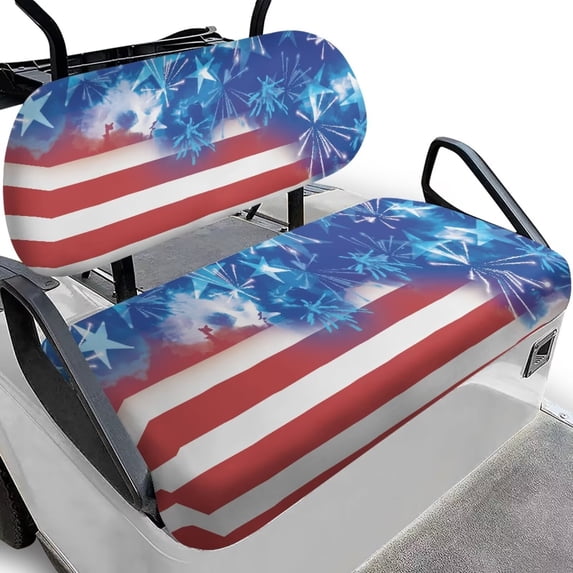 Uorisanigo Golf Cart Seat Covers Fit All Seasons Decorative Accessories - Washable Split Backrest Front Seat Cover, Comfortable Breathable Cloth, USA Flag Firework Print