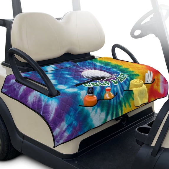 Uorisanigo Golf Cart Seat Covers Fits for EZGO, Club Car, Yamaha and More, Universal Colorful Tie-Dye Golf Print Golf Cart Seat Towel Blanket Easy to Install & Thickened Polyester Fabric