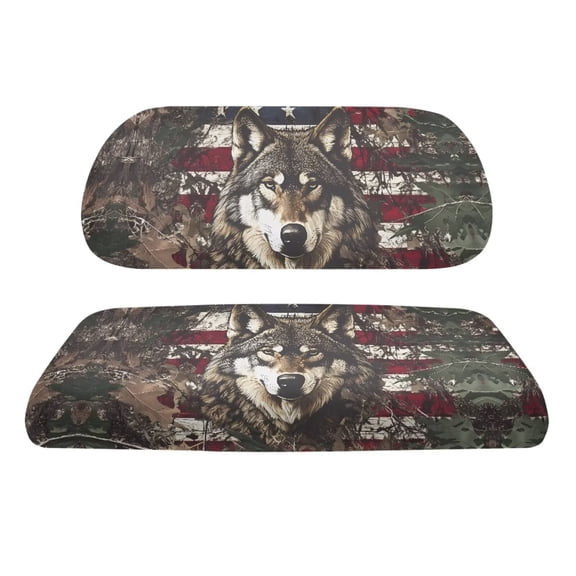 Uorisanigo Golf Cart Seat Covers Funny Elastic Golf Cart Seat Covers 2 Passengers American Flag Hunting Forest Wolf Heat-Resistant Golf Cart Cushions Front Seat Fit EZGO TXT RXV/Club Car DS