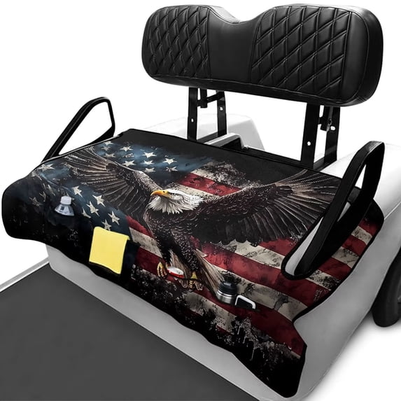 Uorisanigo Golf Cart Seat Covers, Soft Eagle American Flag Golf Cart Seat Towel Blanket for EZGO TXT RXV/Club Car DS Precedent Seat Protector, Golf Cart Accessories, 52.36"x 32.28"