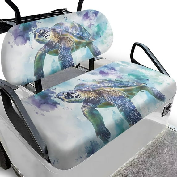 Uorisanigo Golf Cart Seat Cushion Soft Inked Sea Turtle GolfCart Seat Cushions Front for EZGO, Yamaha, Club Car and More 2-Seat Golf Carts, Elastic