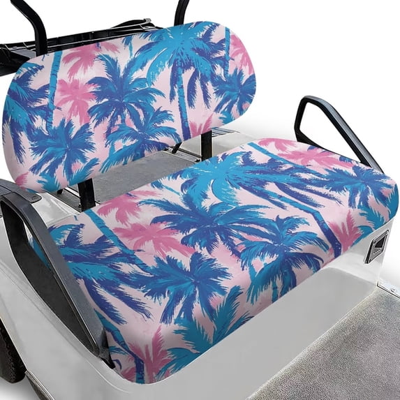 Uorisanigo Golf Cart Seat Elastic Golf Cart Replacement Front Seat Coconut Tree Print Adjustable Straps Golfs Carts Seats Protector Fit for EZGO/Yamaha/Club Car