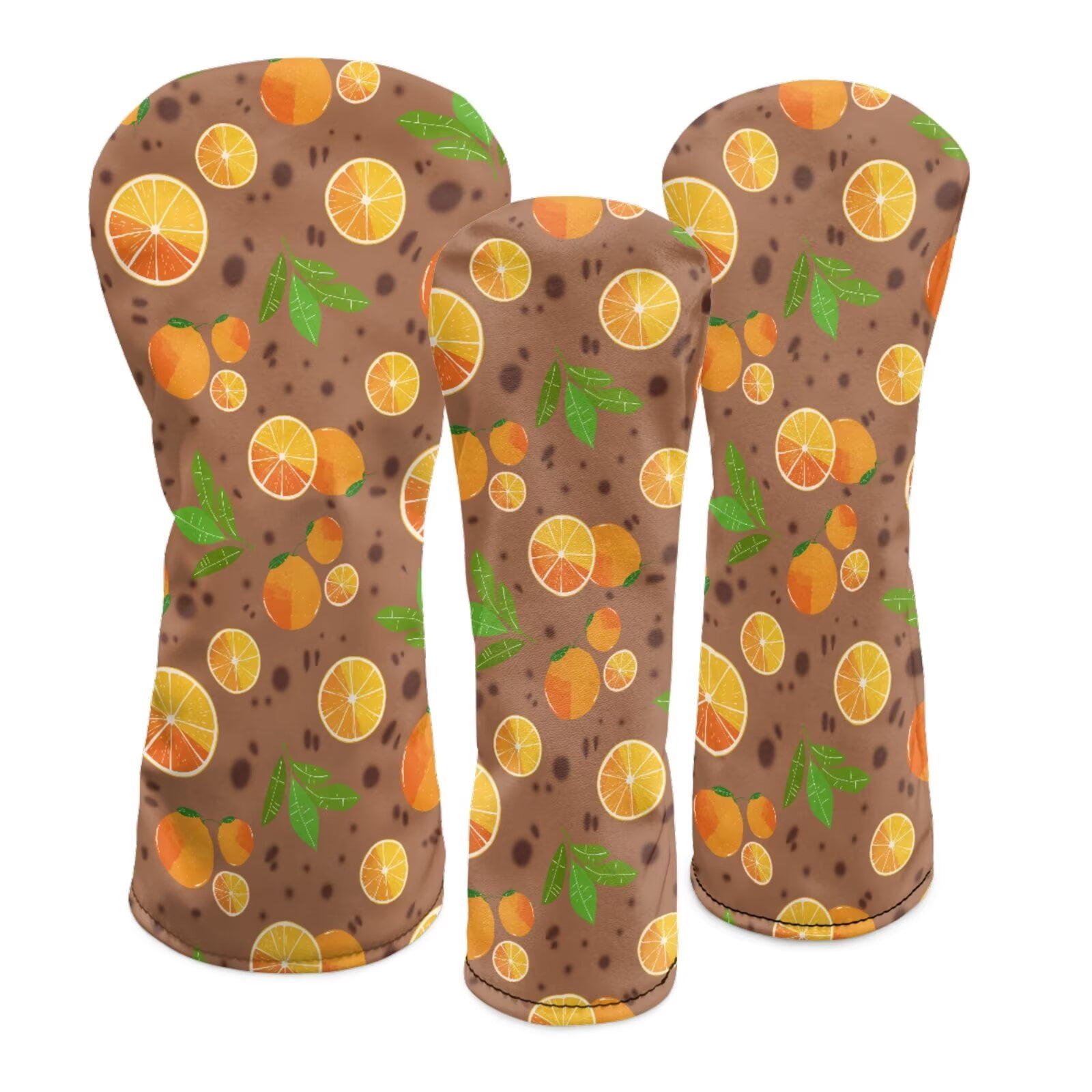 Uorisanigo Golf Club Head Cover for Driver, Fairway Hybrid Woods Cute Orange Golf Club Cover with Soft Lining for Extra Clubs Protection Fits Men and Women, 3pcs Set