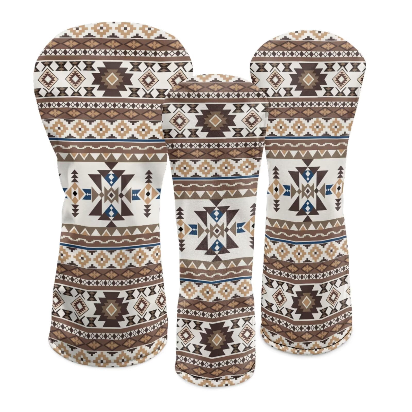 Uorisanigo Golf Club Head Covers, 3 Pack Aztec African Tribal Golf Head Covers, Hybrid Headcovers Set with Premium PU Leather, Designed to Fit All Woods and Drivers, Outdoor Accessories