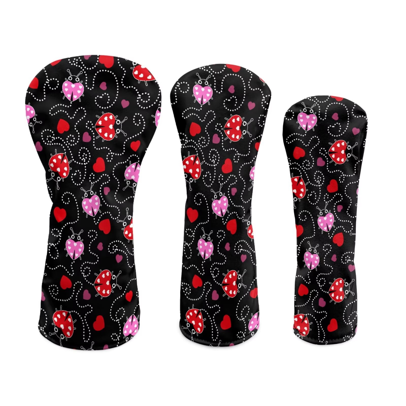 Uorisanigo Golf Club Head Covers, Driver, Fairway #3#5, Hybrid Headgear, Premium PU Leather Cute Ladybug Golf Club Covers, 3 PCS Headcovers Set Accessories Protection