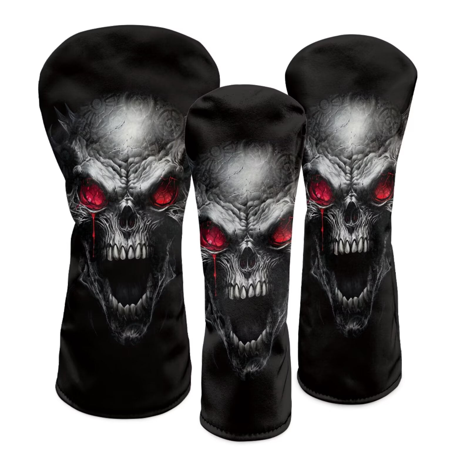 Uorisanigo Golf Club Head Covers for Driver, Fairway & Hybrid, 3Pcs Cool Skeleton Golf Club Headcovers Set with Soft Lining, PU Waterproof Accessories Gift for Women Men