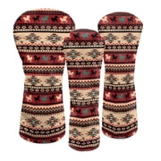 Uorisanigo Golf Club Head Covers, Premium Waterproof PU Leather Red Aztec Western Horse Golf Headcover Set for Woods and Driver Fairway Hybrids Accessories for Men, Set of 3