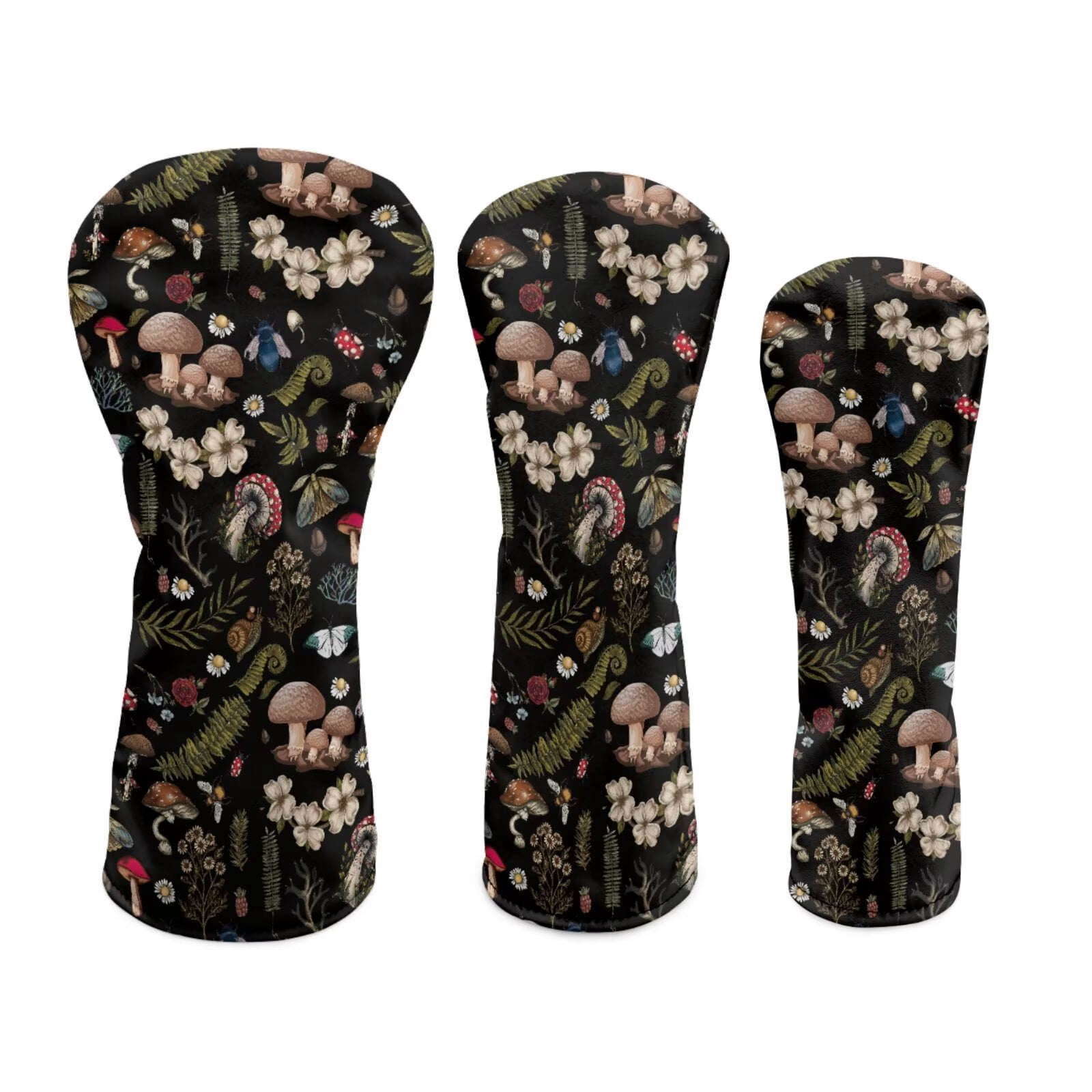Uorisanigo Golf Club Head Covers Set of 3 - Waterproof PU Leather Aesthetic Mushroom Golf Club Headcovers Premium Lightweight Golfs Head Cover with Anti-Scratch Protection for Men & Women