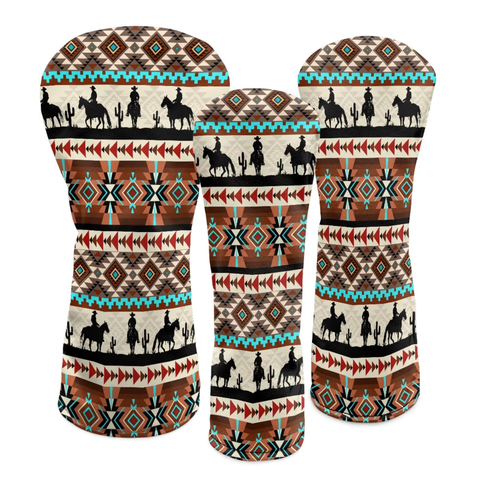 Uorisanigo Golf Club Head Covers Set - Aztec Western Cowboy Golf Headcovers for Woods and Driver Fairway Hybrids Premium Lightweight Head Cover with Anti-Scratch Protection for Men