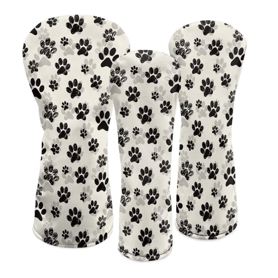Uorisanigo Golf Club Headcovers Set for Driver, Fairway Woods and Hybrids, 3pcs Cute Dog Paws Golf Club Head Covers - Driver Fairway Wood Hybrid Cover Wood Head Cover