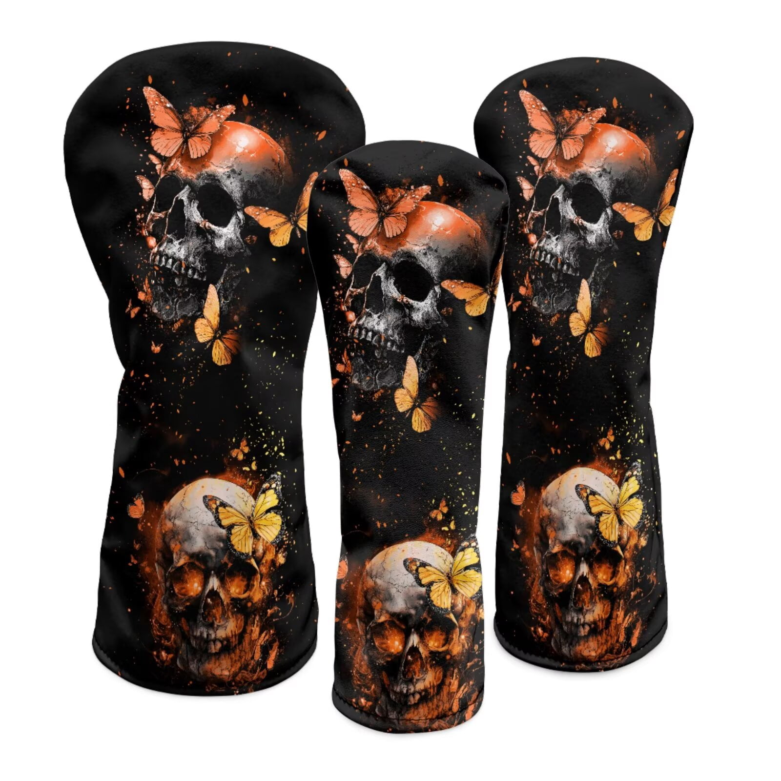 Uorisanigo Golf Head Covers, Butterfly Skeleton Golf Club Covers, Funny Driver Headcover, Stain-Resistant Hybrid Headcover, Fairway Wood Head Cover with Soft Lining for Golfer Gift