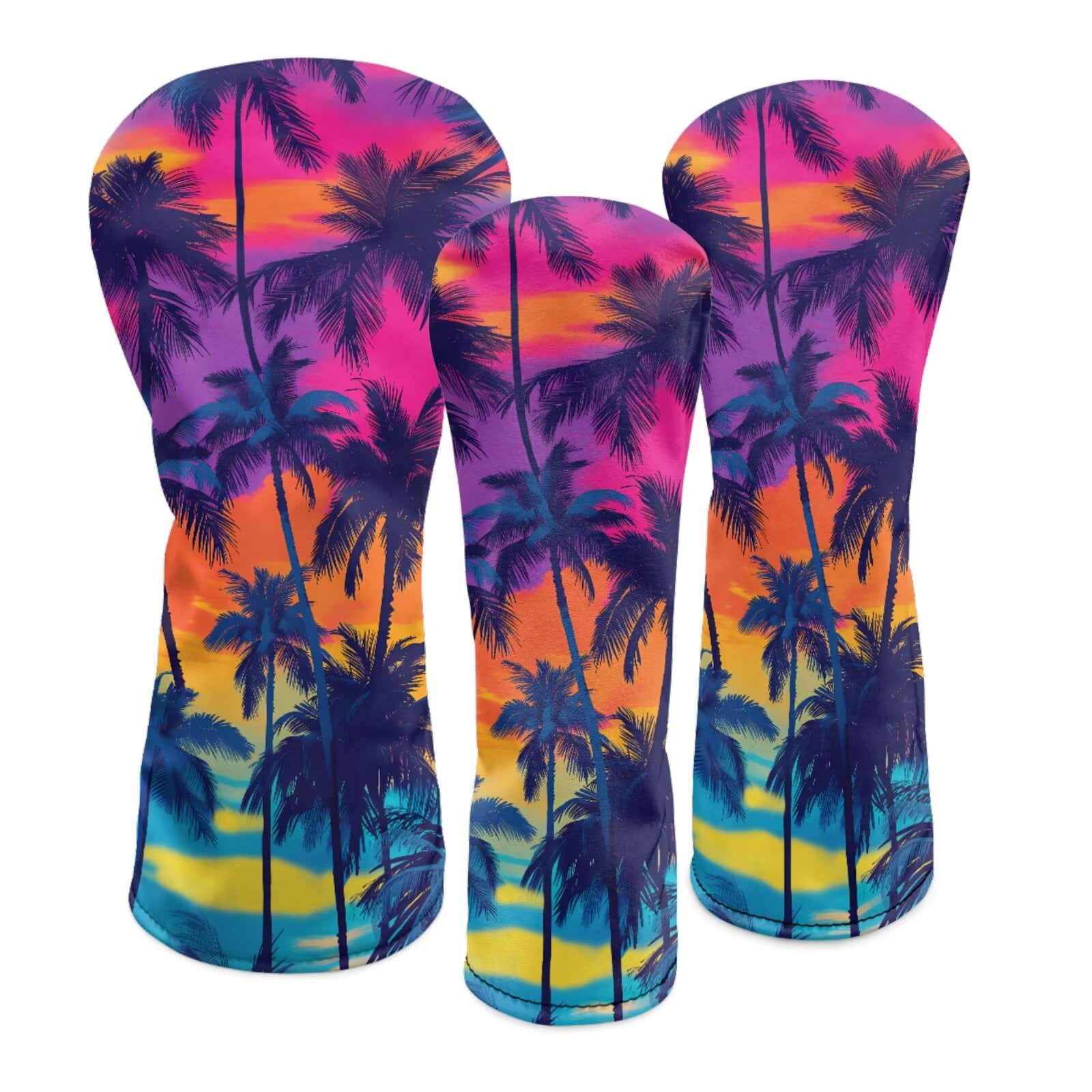 Uorisanigo Golf Headcovers Set Accessories, 3pcs Summer Coconut Tree Golf Club Head Covers - Golfs Driver Headcover, Fairway Wood Cover, Hybrid Cover - Headcovers for Club Protective