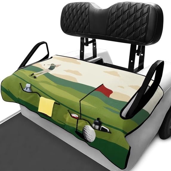 Uorisanigo Golfer Print Golf Cart Seat Covers with Storage Pockets, Universal Club Car Seat Covers Towel Blanket Fit for EZGO, Club Car & More 2-Seat Carts, Easy Installation