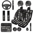 thumbnail image 1 of Uorisanigo Gray Camo Flag 14 Pcs Cars Seat Cover Car Console Cover Steering Wheel Cover and Cars Headrest Cover and Auto Seat Belt Pad Cover Comfortable Soft Anti-slip for Cars and SUVs, 1 of 6