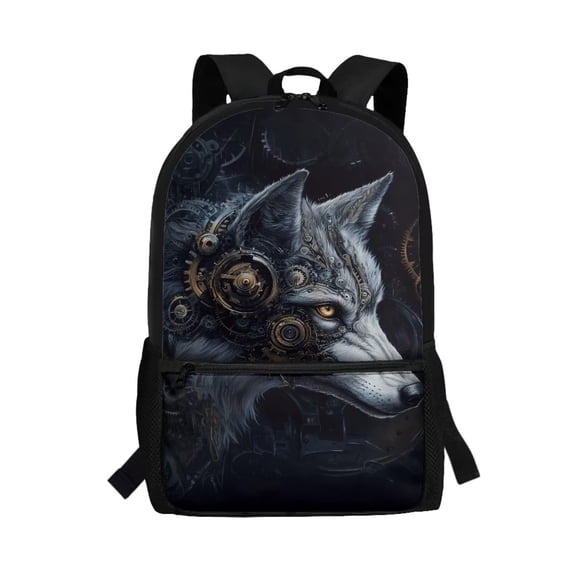 Uorisanigo Gray Wolf School Backpack for Boys Girls 6-12 Year Lightweight School Bag Elementary Casual Daypack for Kids Fit Schools, Travel & Sports with Padded Straps