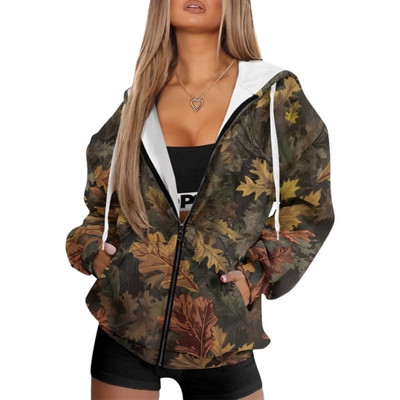Uorisanigo Green Camo Hunting Print Women Oversized Sweatshirts Fashion Warm Oversized Sweatshirt for Women Polyester Loose Winter Fall Clothes Size XS