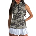 thumbnail image 1 of Uorisanigo Green Camouflage Quick Dry Athletic Shirts for Women Versatile 1/4 Zipper Women's Sleeveless Golf Tennis Shirts Casual Relaxed Workout Tank Tops for Women, 1 of 7