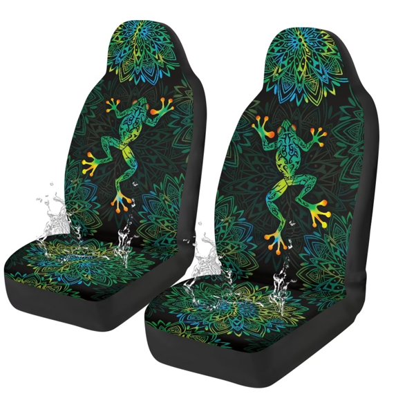 Uorisanigo Green Frog Waterproof Car Seat Cover Anti-Slip Back Fabric Automobile Front Seat Covers Easy to Install All-Season Protection Universal Vehicle Accessories