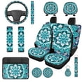 thumbnail image 1 of Uorisanigo Green Mandala 14 Pack Cars Seat Covers Car Steering Wheel Cover and Headrest Cover Auto Console Cover Cars Seat Belt Pad Cover and Keychain Comfortable Suitable for Car SUV, 1 of 6