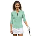thumbnail image 1 of Uorisanigo Green Women's 3/4 Sleeve Athletic Golf Shirts Fashionable Comfortable Women's Dry-Fit Golf Polo Shirts Relaxed Casual Soft Tennis Tops Zip Up Collar Outing Wear Size L, 1 of 7