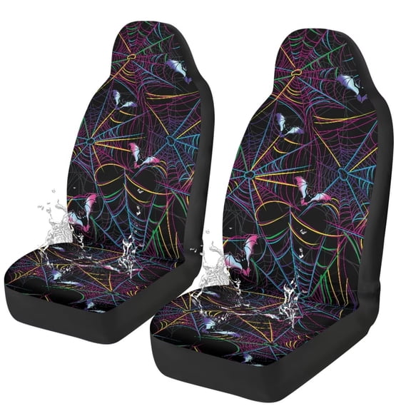 Uorisanigo Halloween Spider Web Automobile Seat Cover, Universal Seat Covers for Front Seat Waterproof Elastic Polyester Car Seat Protector Covers Suitable for Cars, SUV and Trucks