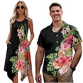 thumbnail image 1 of Uorisanigo Hawaiian Flower Couples' Outfits Husban and Wife Clothing Short Sleeve Shirt for Men Fashion Hawaiian Tops and Women's Tank Dress Flowy Beach Vacation Sundress, 1 of 7