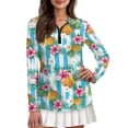 thumbnail image 1 of Uorisanigo Hawaiian Flower Pineapple Women's Dry-Fit Golf Polo Shirts Fashion Hiking Running Workout Tops Quarter Zip Athletic Tops for Tennis Hiking & Outdoor Sports, 1 of 7