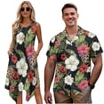 thumbnail image 1 of Uorisanigo Hawaiian Flowers Matching Couple Outfits Husban and Wife Clothing Men's Button Down Summer Shirt and Women's Tank Dress Casual Hawaiian Sundress with Pocket, 1 of 7