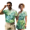 thumbnail image 1 of Uorisanigo Hawaiian Leaf Matching Couple Summer Golf Outfits Cactus Print Men's 1/4 Zip Short Sleeve Shirt and Women's Dress with Built in Shorts Quick Dry Athletic Sport Wear, 1 of 8