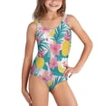 thumbnail image 1 of Uorisanigo Hawaiian Pineapple Swimsuits for Girls Size 7-8 Cross Shoulder Strap One Piece Swimming Suits Polyester and Spandex Fabric Beach Sport Swimwear, 1 of 7