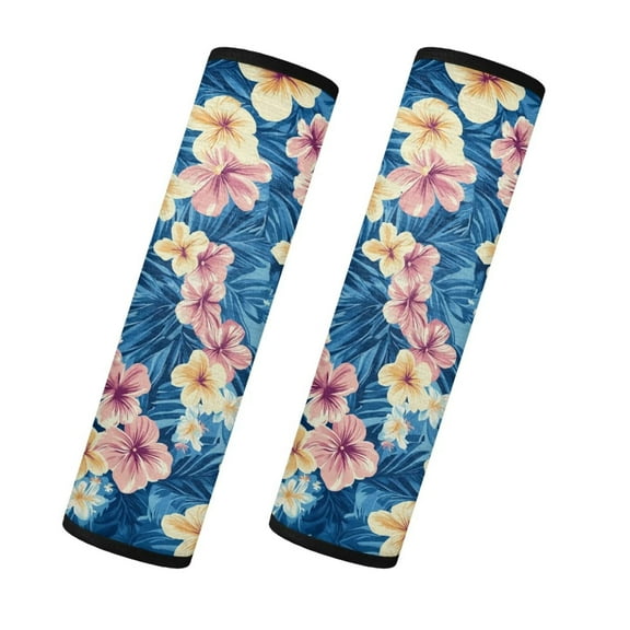 Uorisanigo Hibiscus Flower Seatbelt Cushion Soft Comfort 2 Pack Soft Seat Belt Cover Harness Pad Flannel Safety Belt Strap Shoulder Pad Universal Fit Seatbelt Cover Car Truck SUV