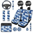 thumbnail image 1 of Uorisanigo Hibiscus Print 14 Pack Auto Seat Cover Sets Car Steering Wheel Cover and Cars Headrest Cover Center Console Cover and Water Cup Coaster Stretch Polyester Fabric Cover for Car SUV, 1 of 6