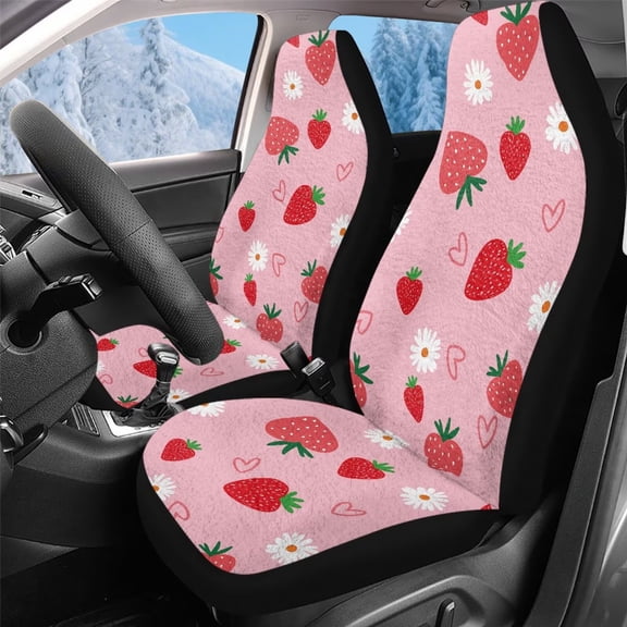 Uorisanigo High Back Bucket Seat Covers Universal Red Strawberry Auto Protectors Front Seats Cover Fit for Vehicles, Auto, Suvs, Trucks, Sedans, Vans, Cars, Set of 2