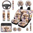 thumbnail image 1 of Uorisanigo Highland Cow Flower Car Seat Covers Full Set 14 Pcs Auto Steering Wheel Cover and Cars Headrest Cover and Console Cover Cars Seat Belt Cover Keychain Personalized Soft for Car SUV, 1 of 6