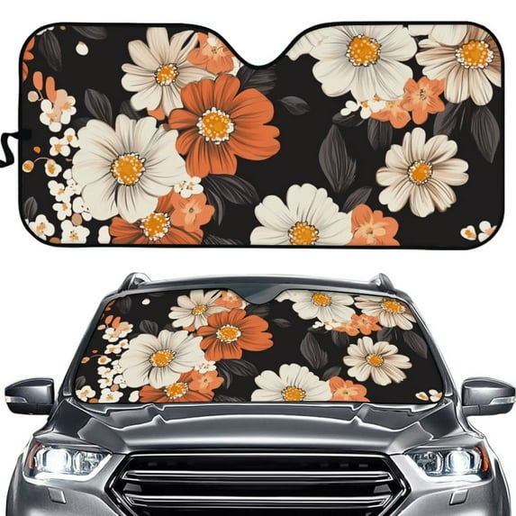 Uorisanigo Hippie Flower Car Sun Shade Foldable Sun Shade for Car Windshield Easy to Install Automotive Windshield Sunshades Protection for Car Interior Universal Fit Car Truck SUV