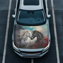 Uorisanigo Hood Cover - Polyester Elastic Fabric Western Horse Print Car Hood Cover for Car Decor, Universal Auto Accessories Fits Most Cars, Pickups, SUV's Hoods