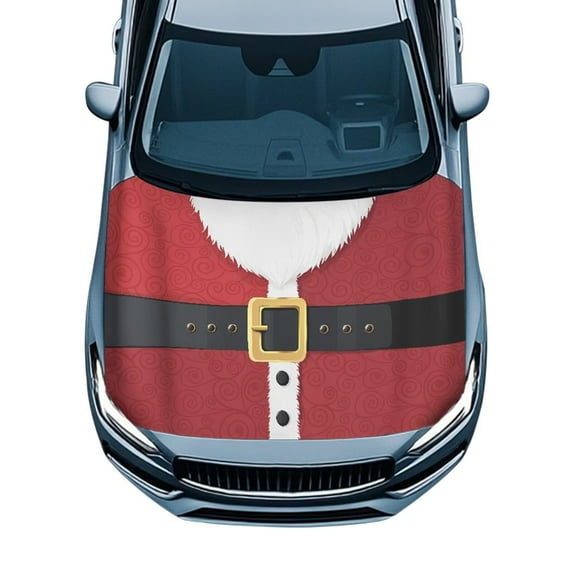 Uorisanigo Hood Cover - Snowproof Universal Santa Claus Clothing Print Car Hood Cover for Car Decor, Waterproof Elastic Fabric Fits Most Cars, Pickups, SUV's Hoods