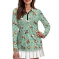 thumbnail image 1 of Uorisanigo Horse Flower Women's Long Sleeve Golf Shirt Dry-Fit Comfortable Athletic Polo Workout Tops Fashionable Zip Up Collar Tennis Tops Size M, 1 of 7
