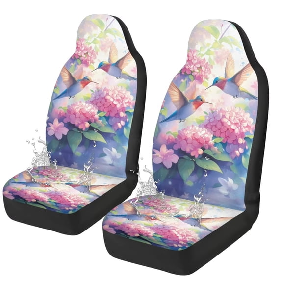 Uorisanigo Hummingbird Car Seat Covers Waterproof Car Seat Covers Full Set of 2 Easy Installation Breathable Front Seat Cover Cars Accessories Suitable for Cars, SUV and Trucks