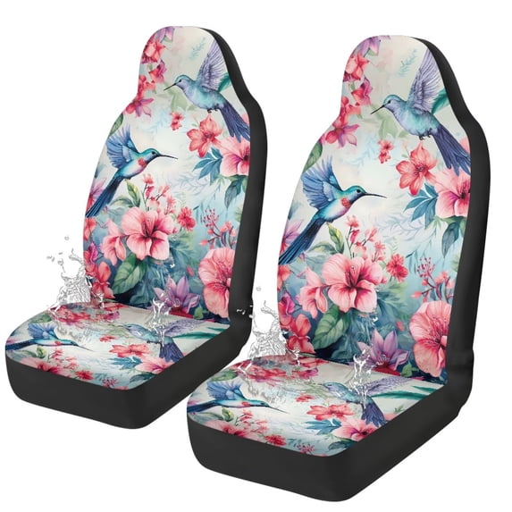 Uorisanigo Hummingbird Floral Automobile Front Seat Covers Waterproof Front Seat Covers Elastic Fabrics for Additional Protection Universal for Cars Truck SUV Van