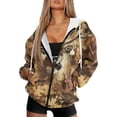 thumbnail image 1 of Uorisanigo Hunting Deer Camo Forest Womens Zip Up Hoodies Slight Stretch Drop Shoulder Oversized Long Sleeve Zip Hoodies Size 3XL Loose Comfortable Fall Fashion Sweatshirt, 1 of 7