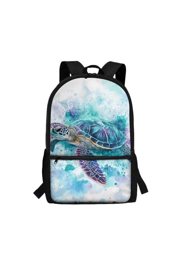 Inked Sea Turtle 17 inch Kids Backpack 6-12 Year, Multifunctional Back to School Bag, Preschool Elementary Kindergarten Casual Basic Bookbag Children Backpacks