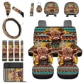 thumbnail image 1 of Uorisanigo Interior Accessories 18 Packs, Baby Highland Cow Tribal with Front and Back Seat Covers Steering Wheel Wrap Seatbelt Pads Center Console Cover Headrest Handbrake Cover Coasters Key Chain, 1 of 7