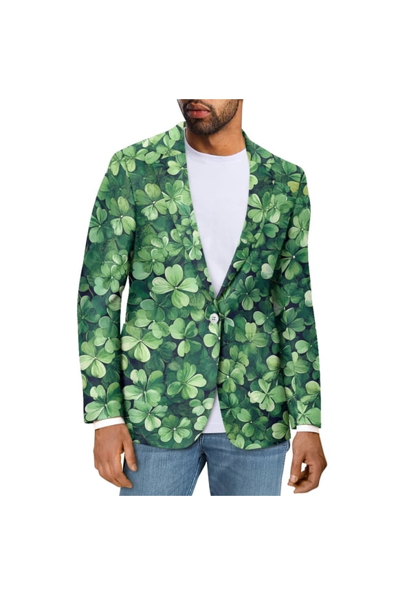 Jacket Blazer for Men Size XS Knit Casual Jacket Blazer with Pockets Lightweight Sports Jackets Mens St Patrick Day Outfits, Saint Patricks Shamrocks