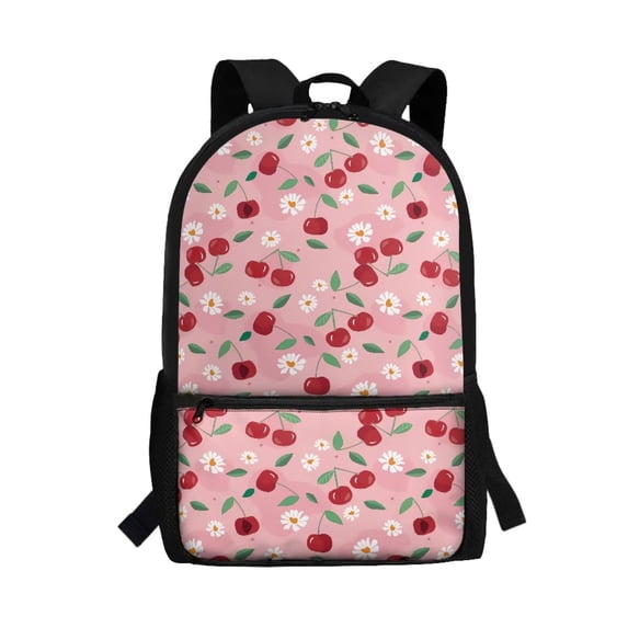 Uorisanigo Kids Back Pack Lightweight Backpack School for Girls Boys 5-13 Cherry Flower Toddler Rucksack with Water Bottle Pockets Preschool Kindergarten Elementary Bookbag