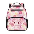 thumbnail image 1 of Uorisanigo Kids Backpack for Girls Large Capacity Elementary School Backpack Lightweight Casual Daypack with Side Pocket for Travel Pink Cherry Blossom Axolotl, 1 of 7
