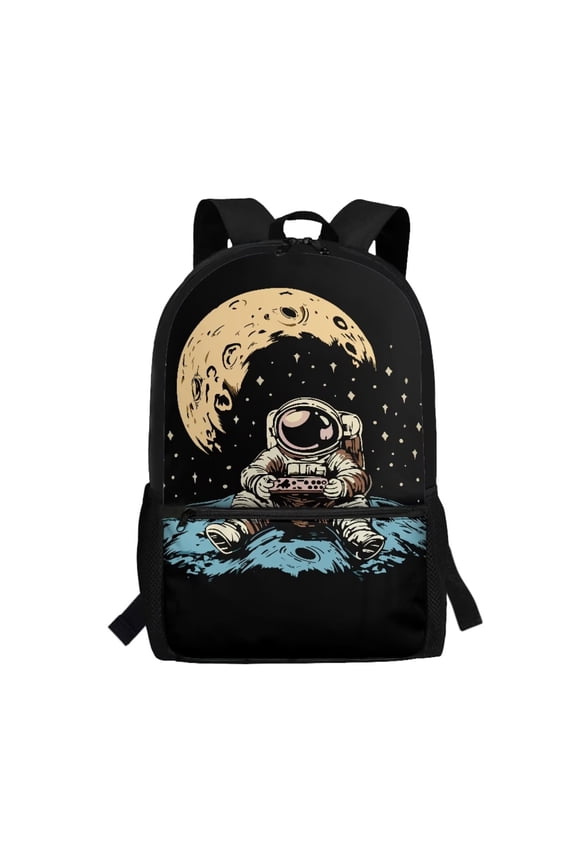 Kids Backpack School for Boys 6-12 Year, 17 inch Moon Astronaut School Bags for Girls, Lightweight Large Capacity Casual Daypack Fit Schools, Travel & Sports